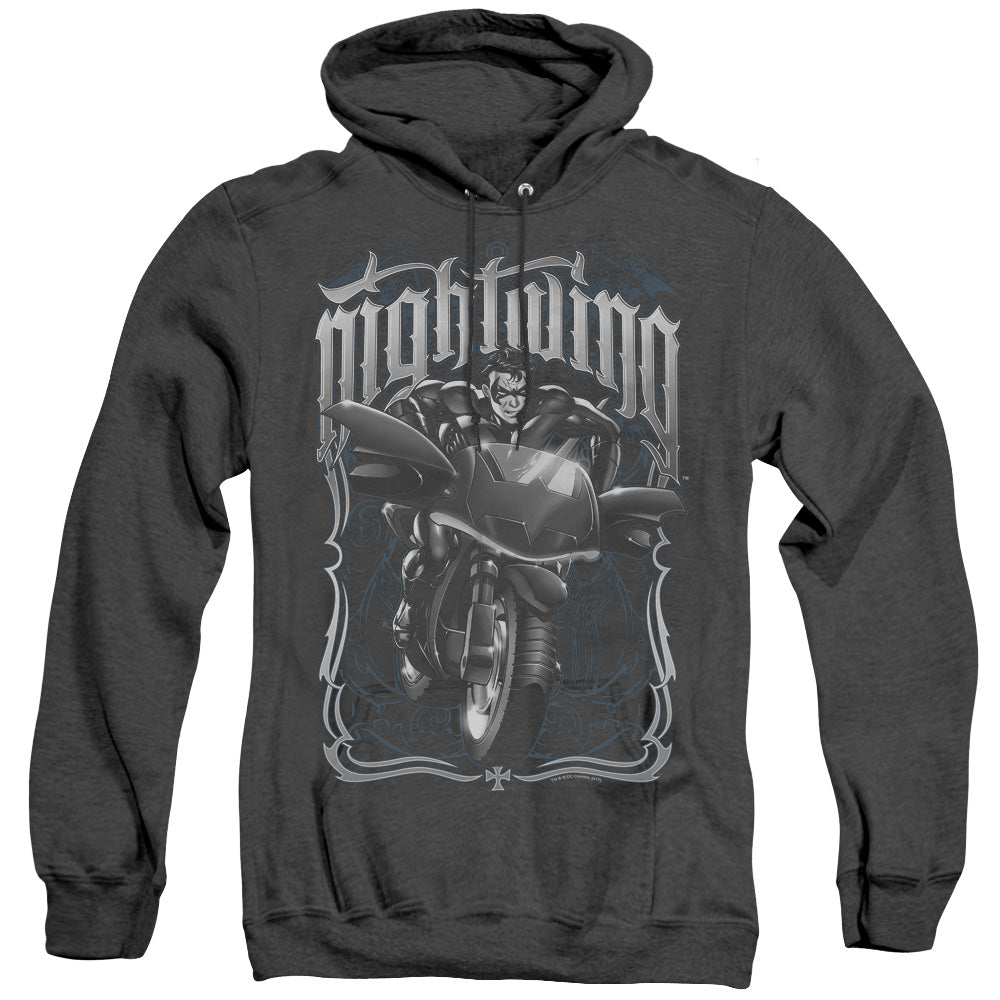 Batman Nightwing Biker Heather Mens Hoodie Black Officially Licensed