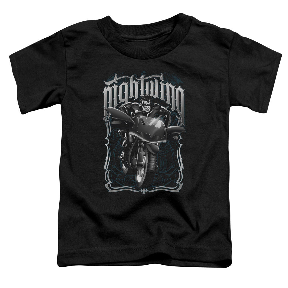 Batman Nightwing Biker Toddler Kids Youth T Shirt Black Officially Licensed