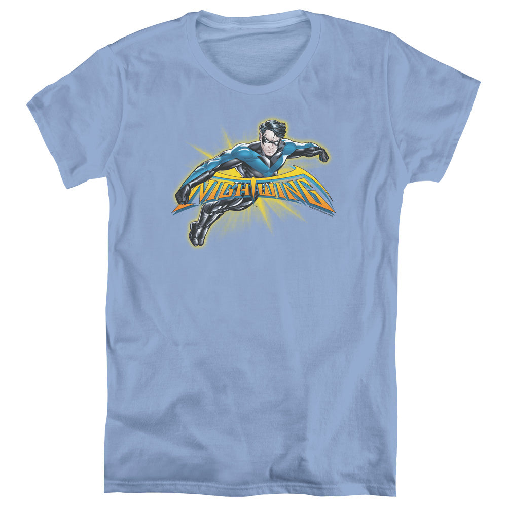 Batman Nightwing Burst Womens T Shirt Carolina Blue Officially Licensed