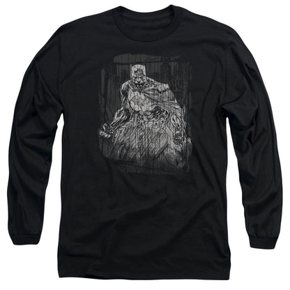 Batman Pencilled Rain Mens Long Sleeve Shirt Black Officially Licensed