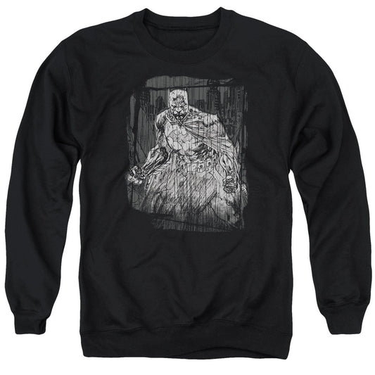Batman Pencilled Rain Mens Crewneck Sweatshirt Black