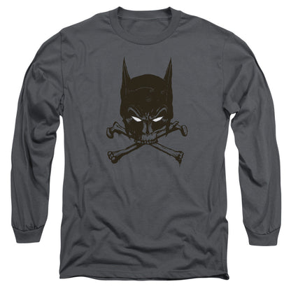 Batman Bat And Bones Mens Long Sleeve Shirt Charcoal Officially Licensed