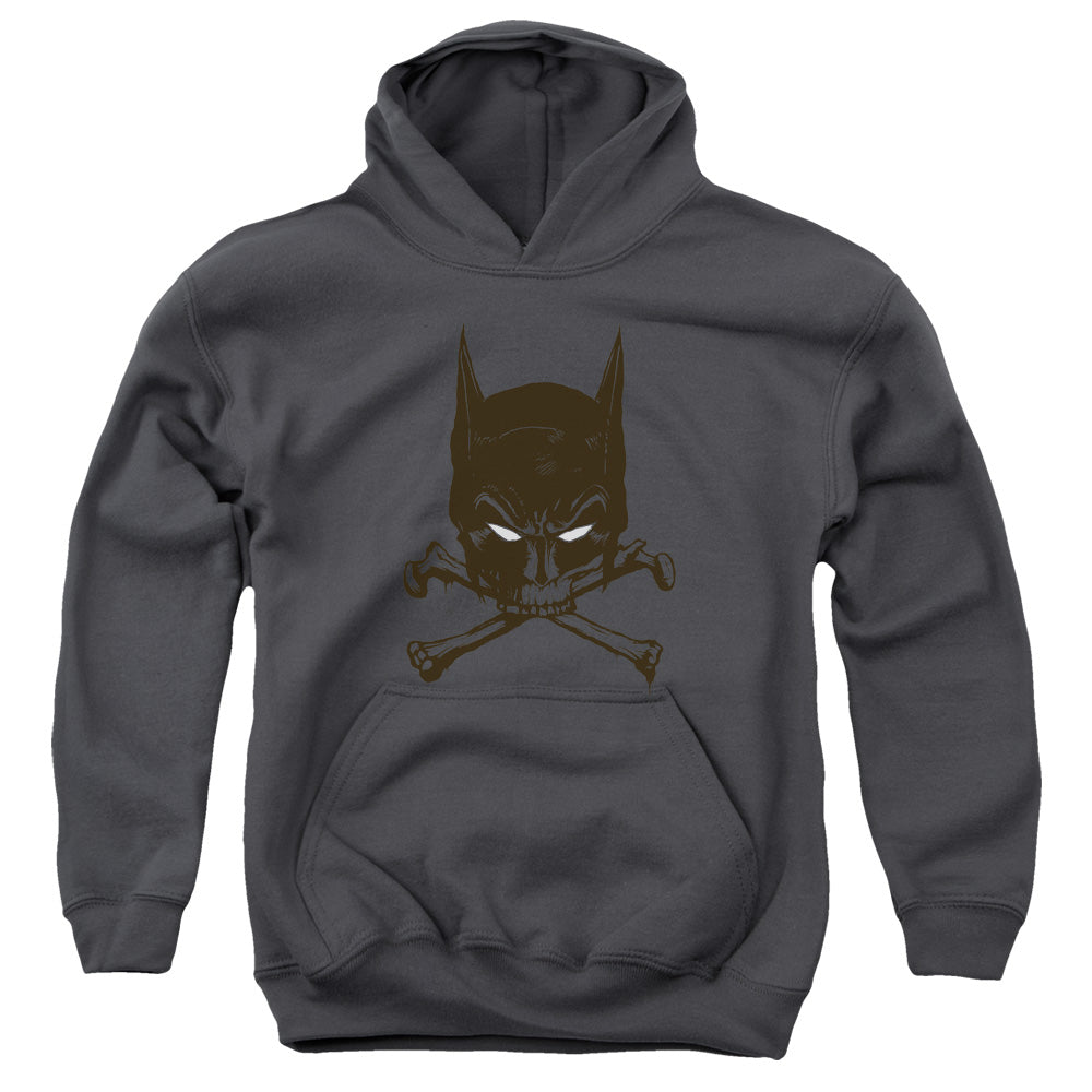 Batman Bat And Bones Kids Youth Hoodie Charcoal Officially Licensed
