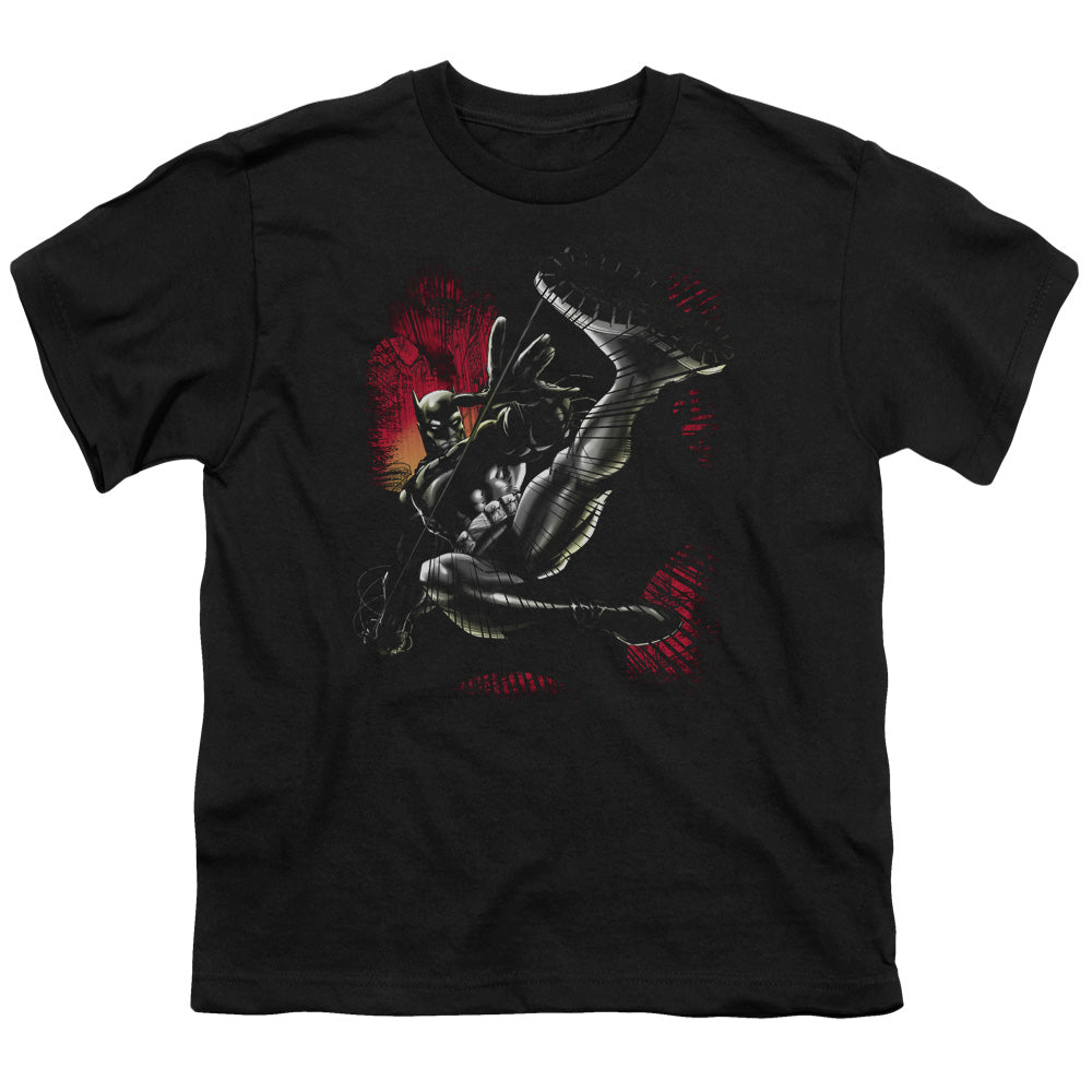 Batman Kick Swing Kids Youth T Shirt Black Officially Licensed