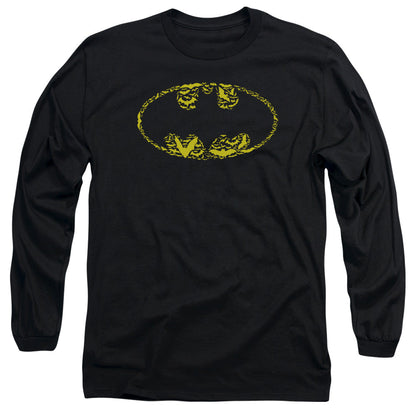 Batman Bats On Bats Mens Long Sleeve Shirt Black Officially Licensed