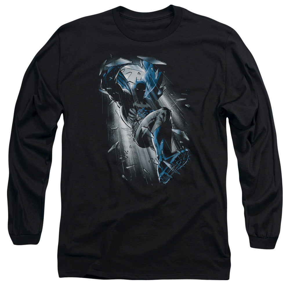 Batman Bat Crash Mens Long Sleeve Shirt Black Officially Licensed