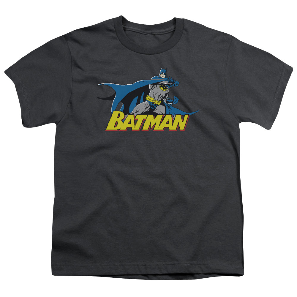 Batman 8 Bit Cape Kids Youth T Shirt Charcoal Officially Licensed
