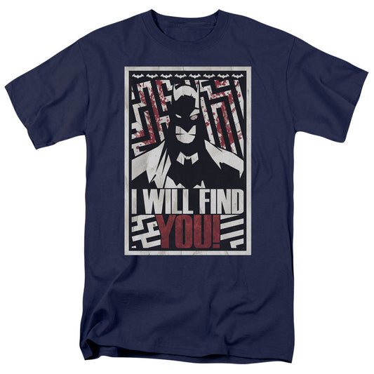 Batman I Will Fnd You Mens T Shirt Navy Officially Licensed