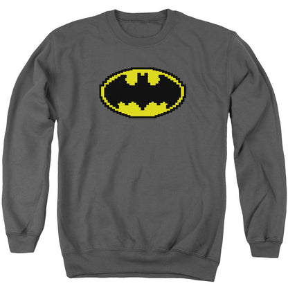 Batman Pixel Symbol Mens Crewneck Sweatshirt Charcoal