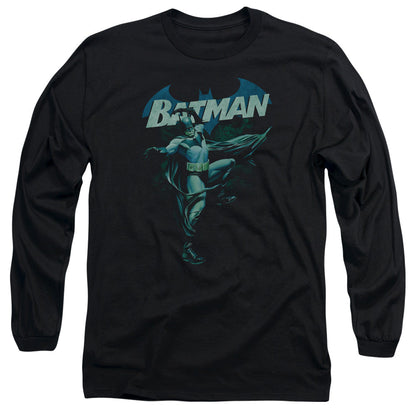 Batman Blue Bat Mens Long Sleeve Shirt Black Officially Licensed