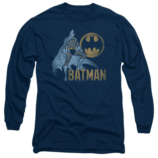 Batman Knight Watch Mens Long Sleeve Shirt Navy Blue Officially Licensed