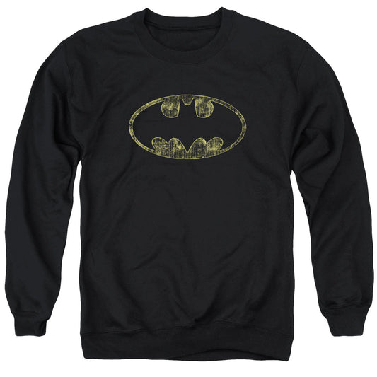 Batman Tatered Logo Mens Crewneck Sweatshirt Black Officially Licensed