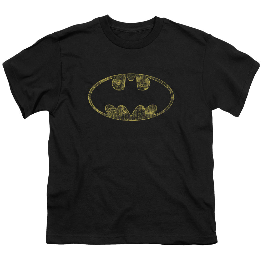 Batman Tatered Logo Kids Youth T Shirt Black Officially Licensed