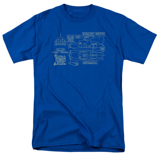 Batman Batmobile Mens T Shirt Royal Officially Licensed