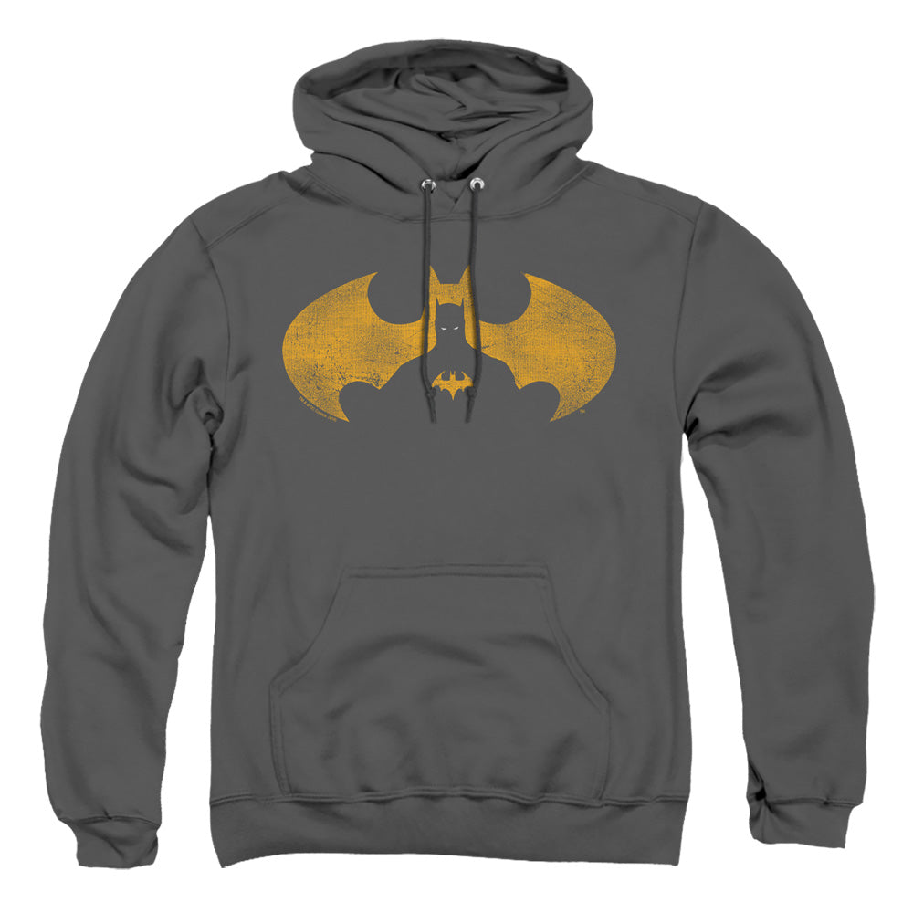 Batman Bat Symbol Knockout Mens Hoodie Charcoal Officially Licensed