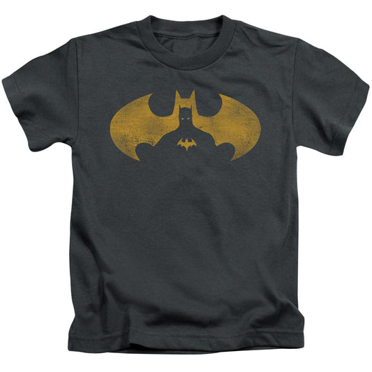 Batman Bat Symbol Knockout Juvenile Kids Youth T Shirt Charcoal Officially Licensed