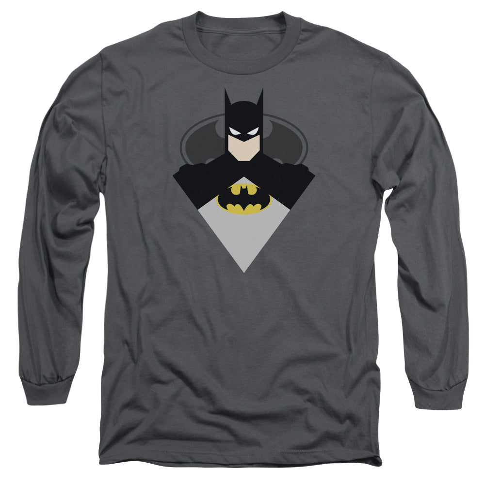 Batman Simple Bat Mens Long Sleeve Shirt Charcoal Officially Licensed