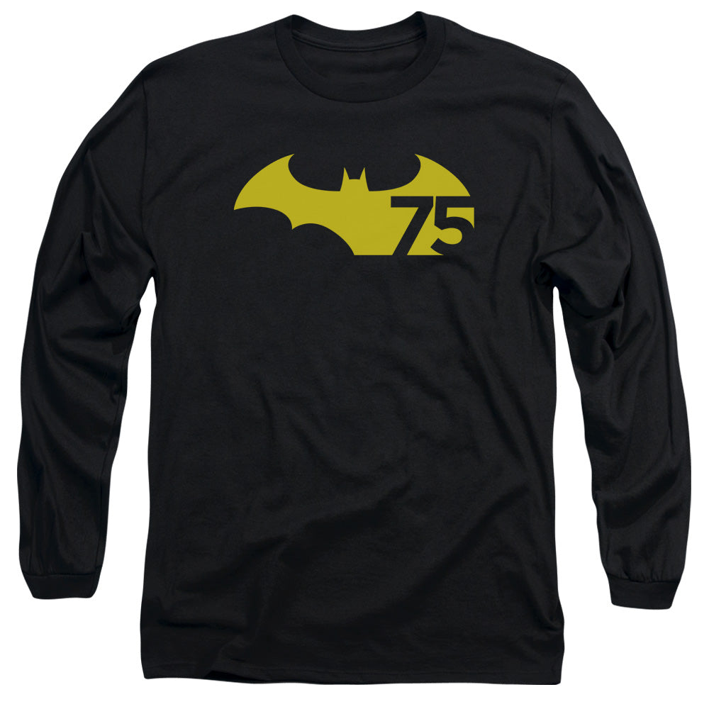 Batman 75 Logo 2 Mens Long Sleeve Shirt Black Officially Licensed