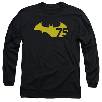 Batman 75 Logo 2 Mens Long Sleeve Shirt Black Officially Licensed