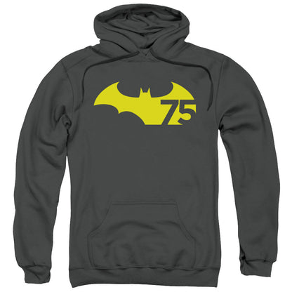 Batman 75 Logo 2 Mens Hoodie Charcoal Officially Licensed
