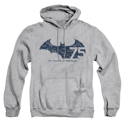 Batman 75 Year Collage Mens Hoodie Athletic Heather Officially Licensed