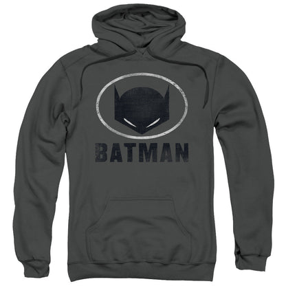 Batman Mask In Oval Mens Hoodie Charcoal Officially Licensed