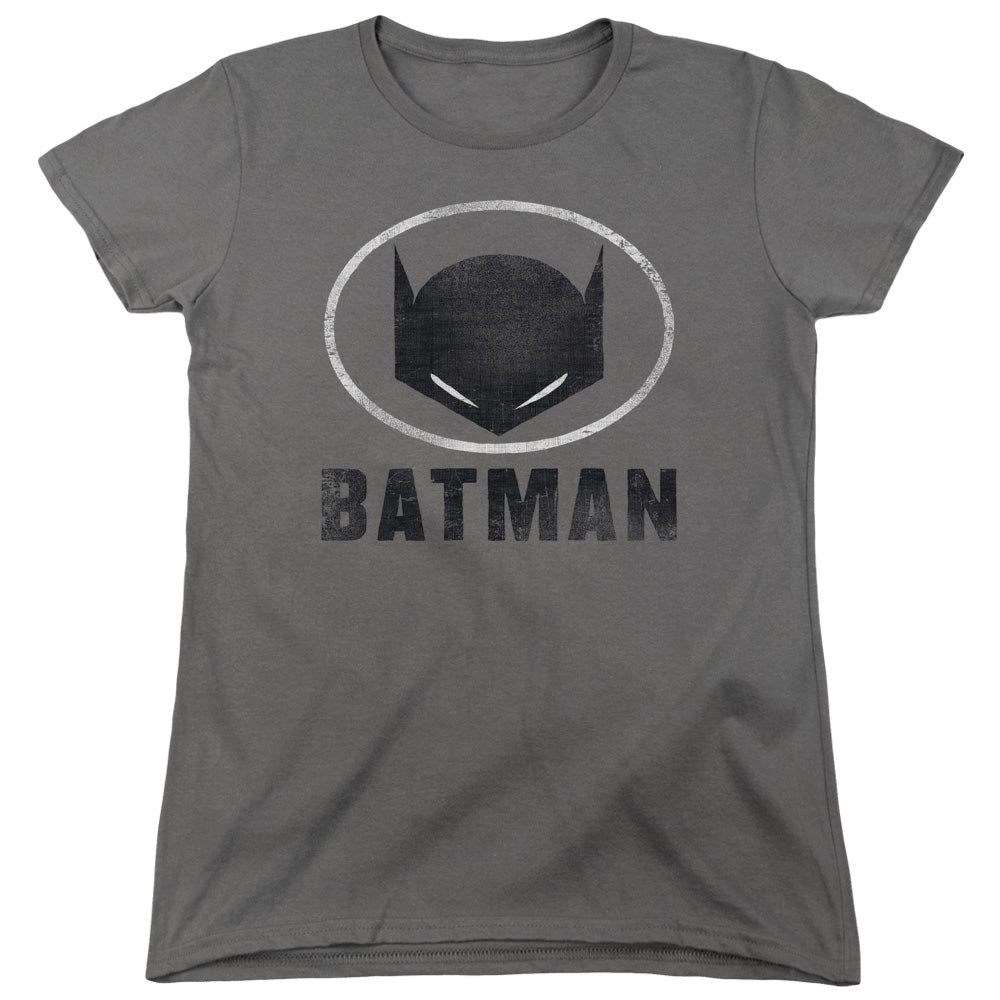 Batman Mask In Oval Womens T Shirt Charcoal Officially Licensed