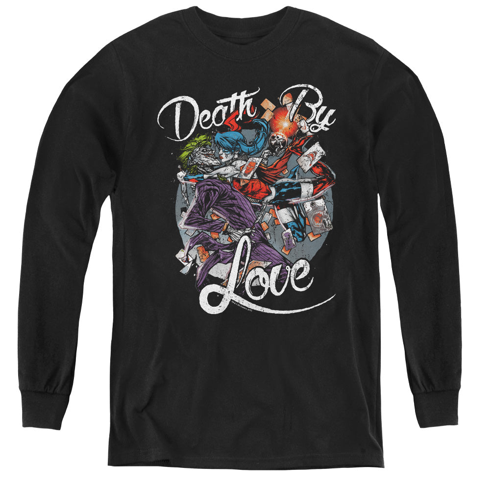 Batman Death By Love Long Sleeve Kids Youth T Shirt Black Officially Licensed