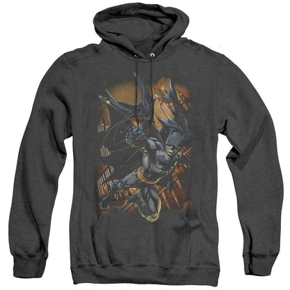 Batman Grapple Fire Heather Mens Hoodie Black Officially Licensed