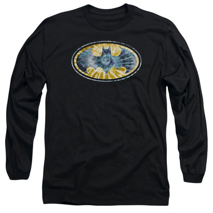 Batman Tie Dye 3 Mens Long Sleeve Shirt Black Officially Licensed