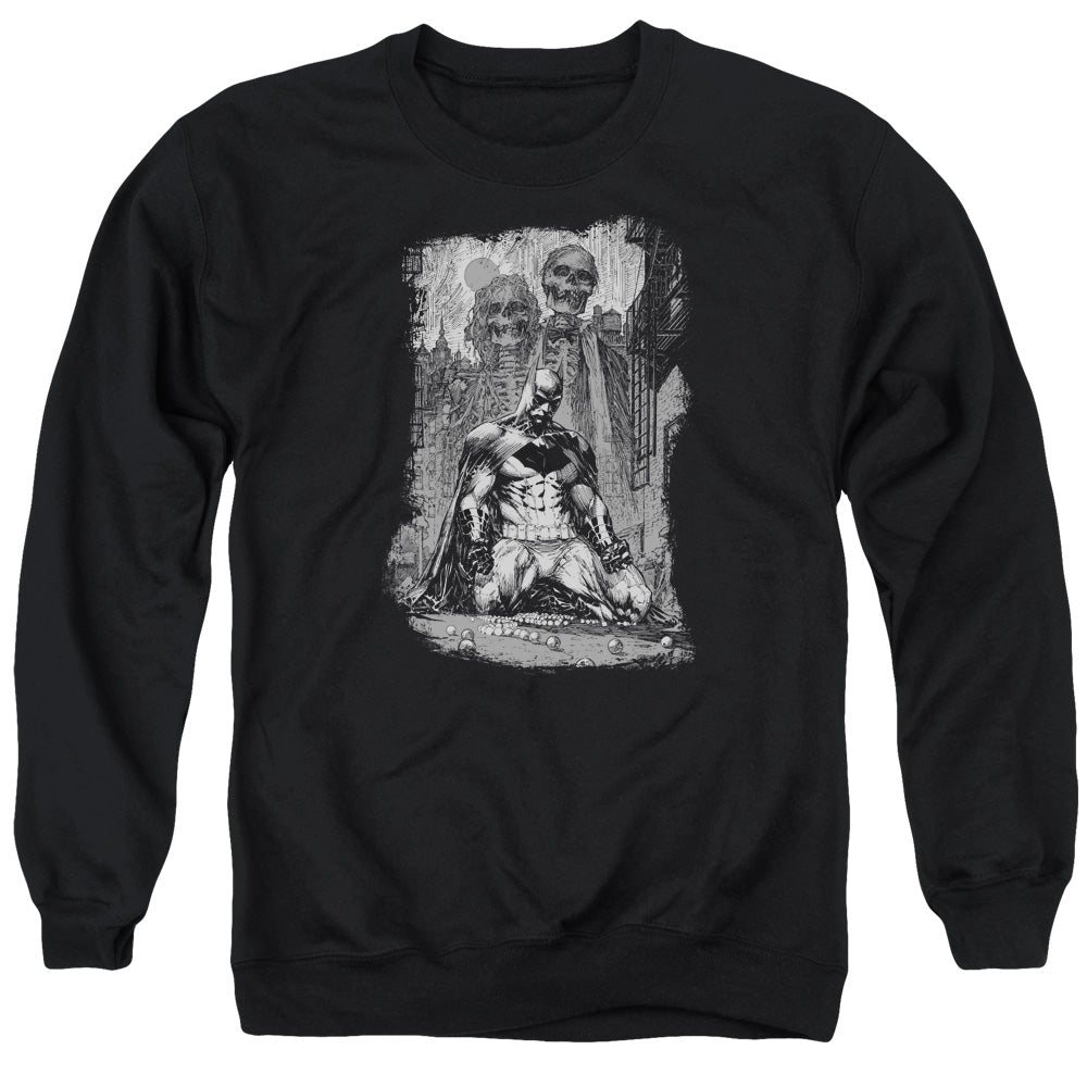 Batman Sketchy Shadows Mens Crewneck Sweatshirt Black