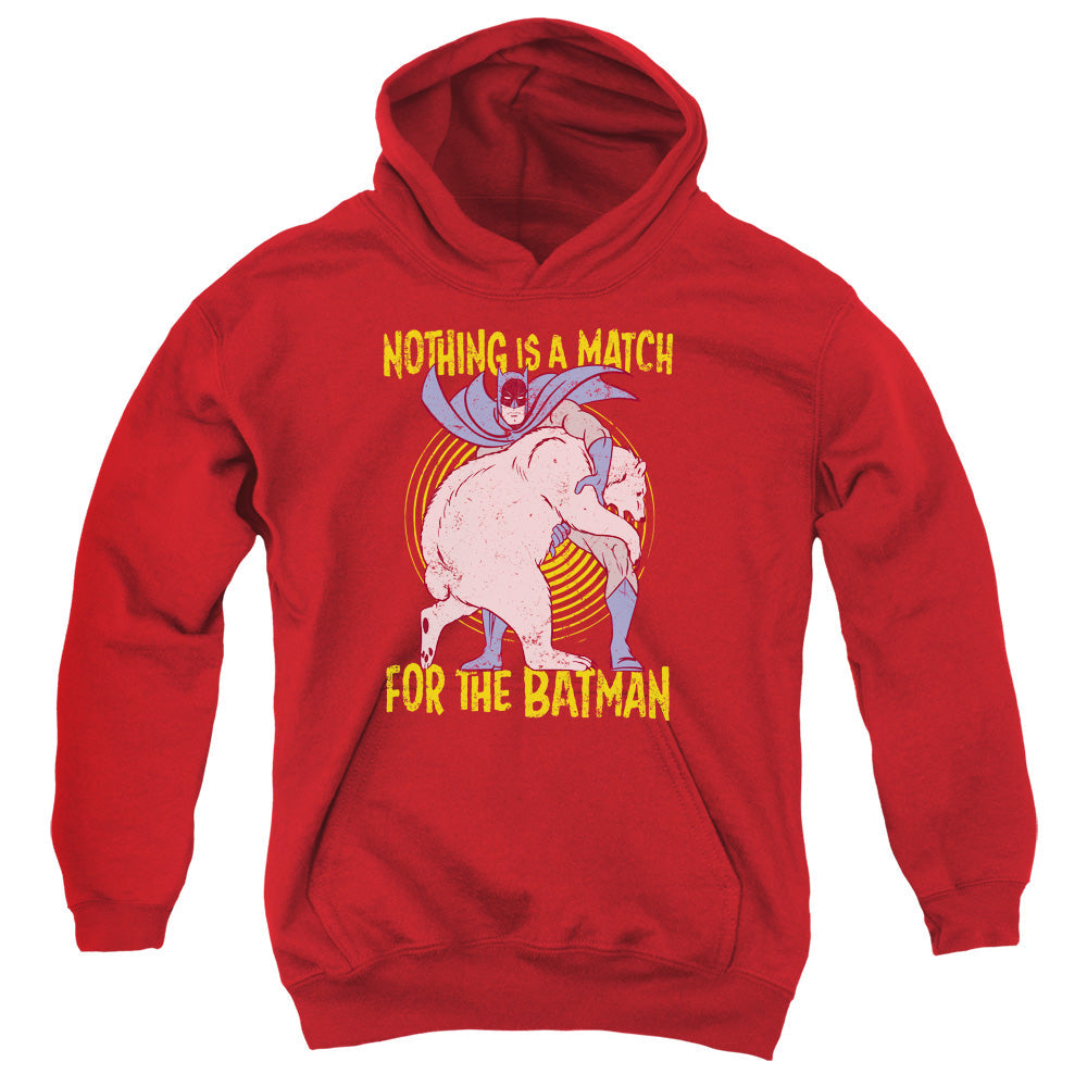 Batman Bear Wrastling Kids Youth Hoodie Red Officially Licensed
