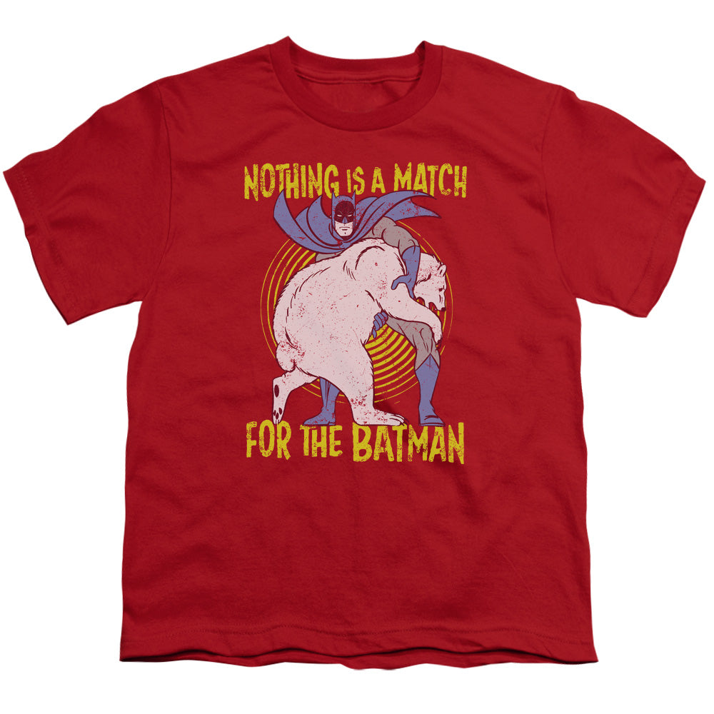 Batman Bear Wrastling Kids Youth T Shirt Red Officially Licensed