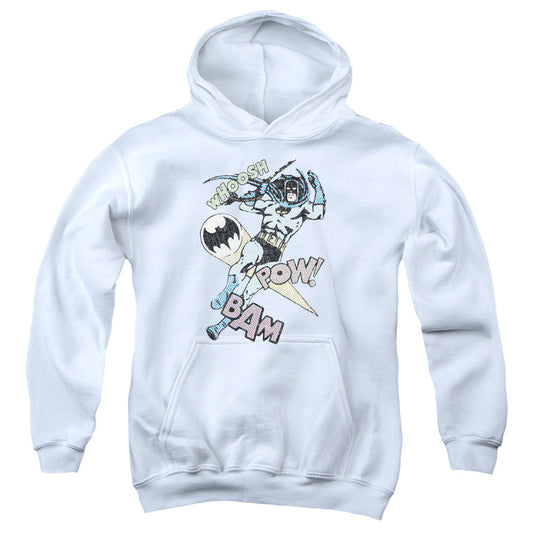 Batman Halftone Swing Kids Youth Hoodie White Officially Licensed