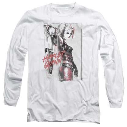 Batman Ink Wash Harley Mens Long Sleeve Shirt White Officially Licensed