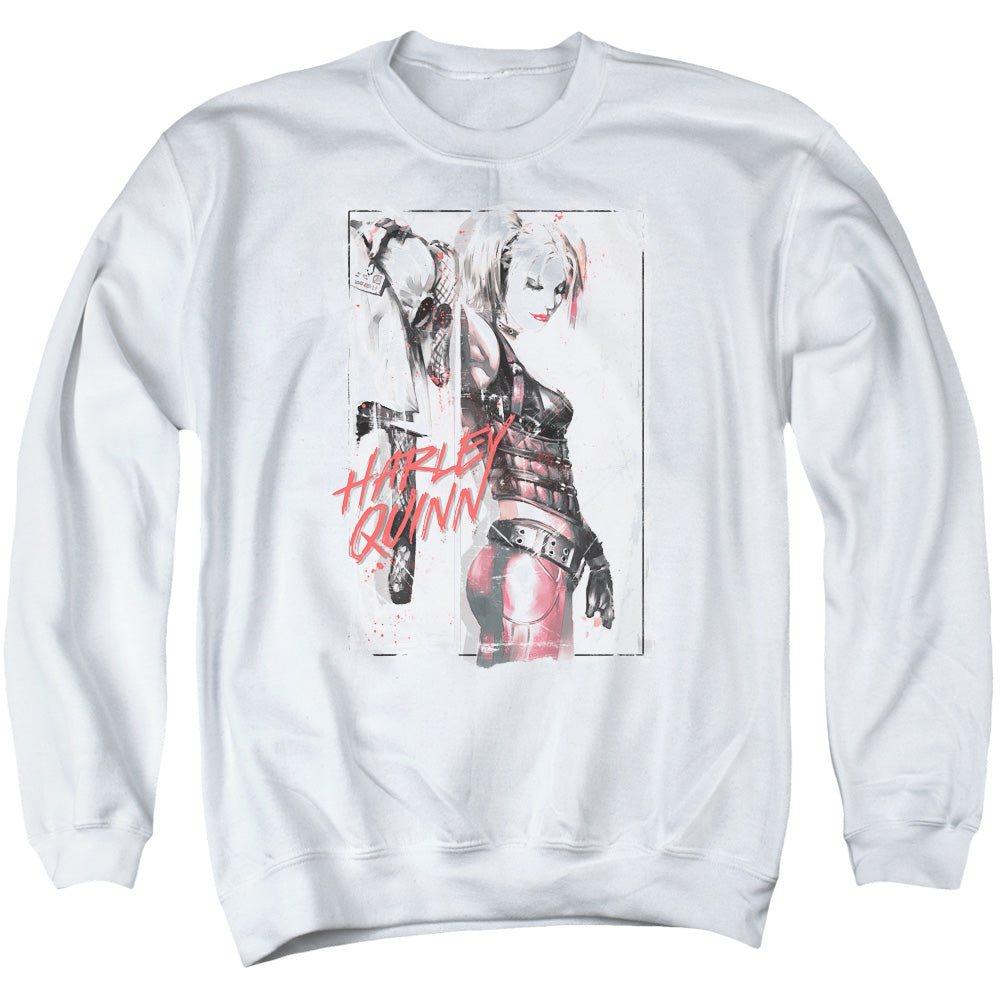 Batman Ink Wash Harley Mens Crewneck Sweatshirt White