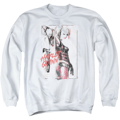 Batman Ink Wash Harley Mens Crewneck Sweatshirt White