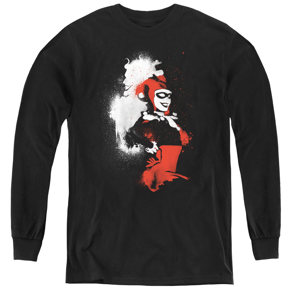 Batman Splatered Couple Long Sleeve Kids Youth T Shirt Black Officially Licensed