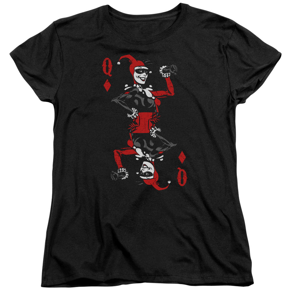 Batman Quinn Of Diamonds Womens T Shirt Black Officially Licensed