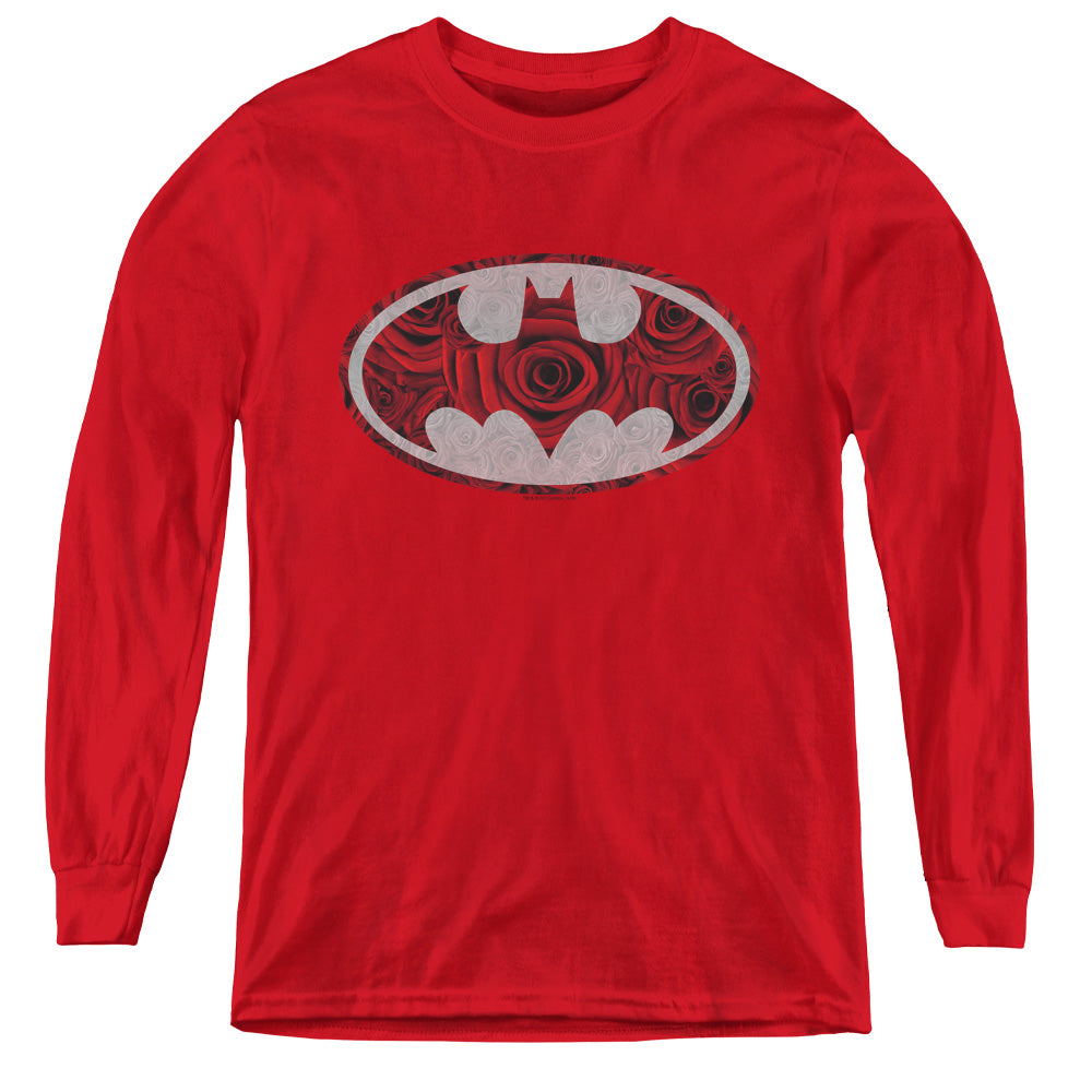 Batman Rosey Signal Long Sleeve Kids Youth T Shirt Red Officially Licensed