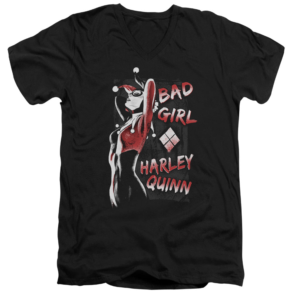 Batman Bad Girl Mens Slim Fit V Neck T Shirt Black Officially Licensed
