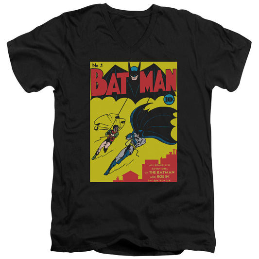 Batman Batman First Mens Slim Fit V Neck T Shirt Black Officially Licensed
