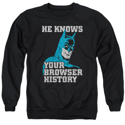 Batman Batman Knows Mens Crewneck Sweatshirt Black