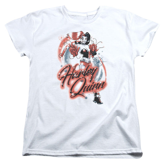 Batman Harley Airbrush Womens T Shirt White Officially Licensed