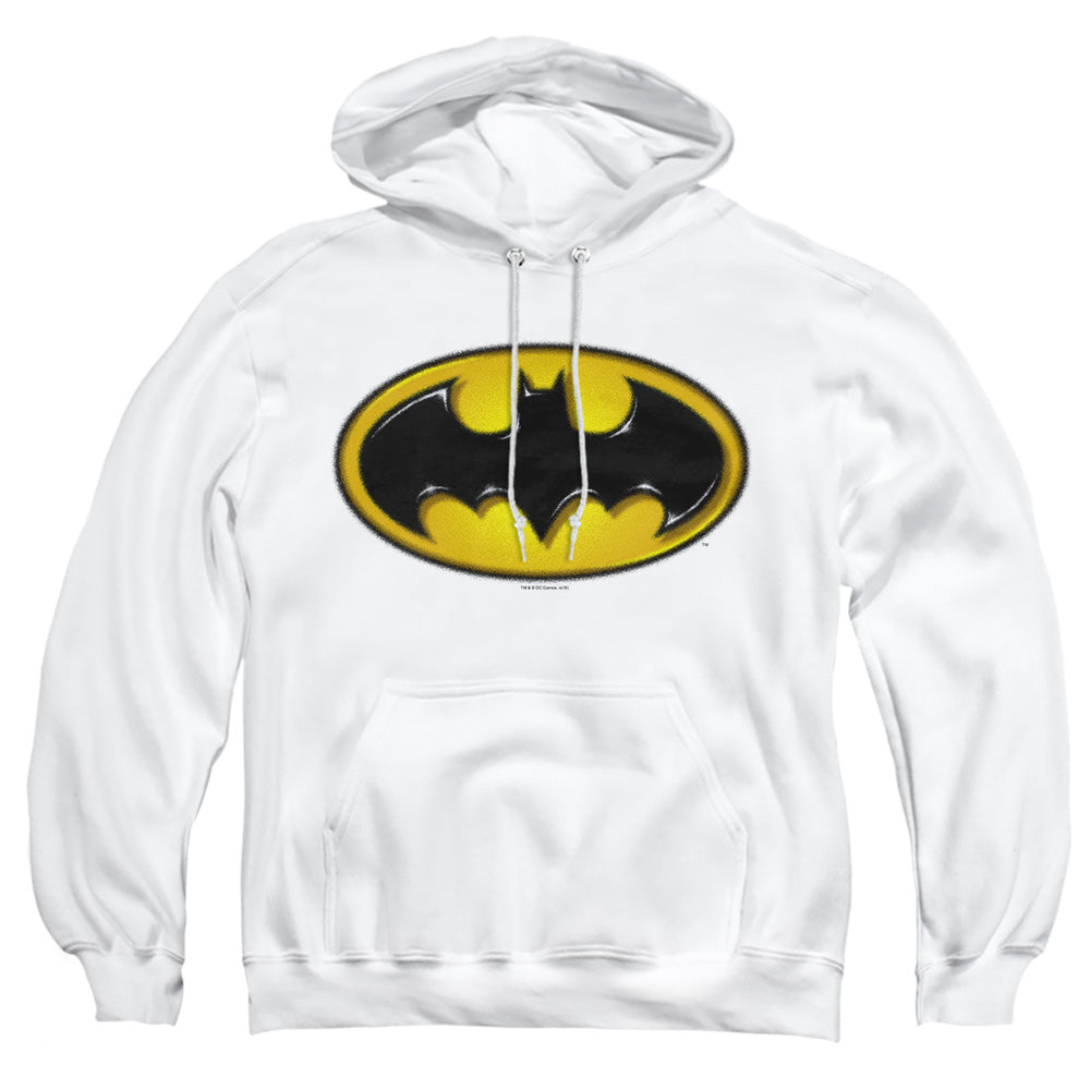 Batman Airbrush Bat Symbol Mens Hoodie White Officially Licensed