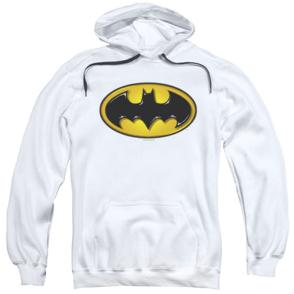 Batman Airbrush Bat Symbol Mens Hoodie White Officially Licensed