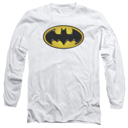 Batman Airbrush Bat Symbol Mens Long Sleeve Shirt White Officially Licensed