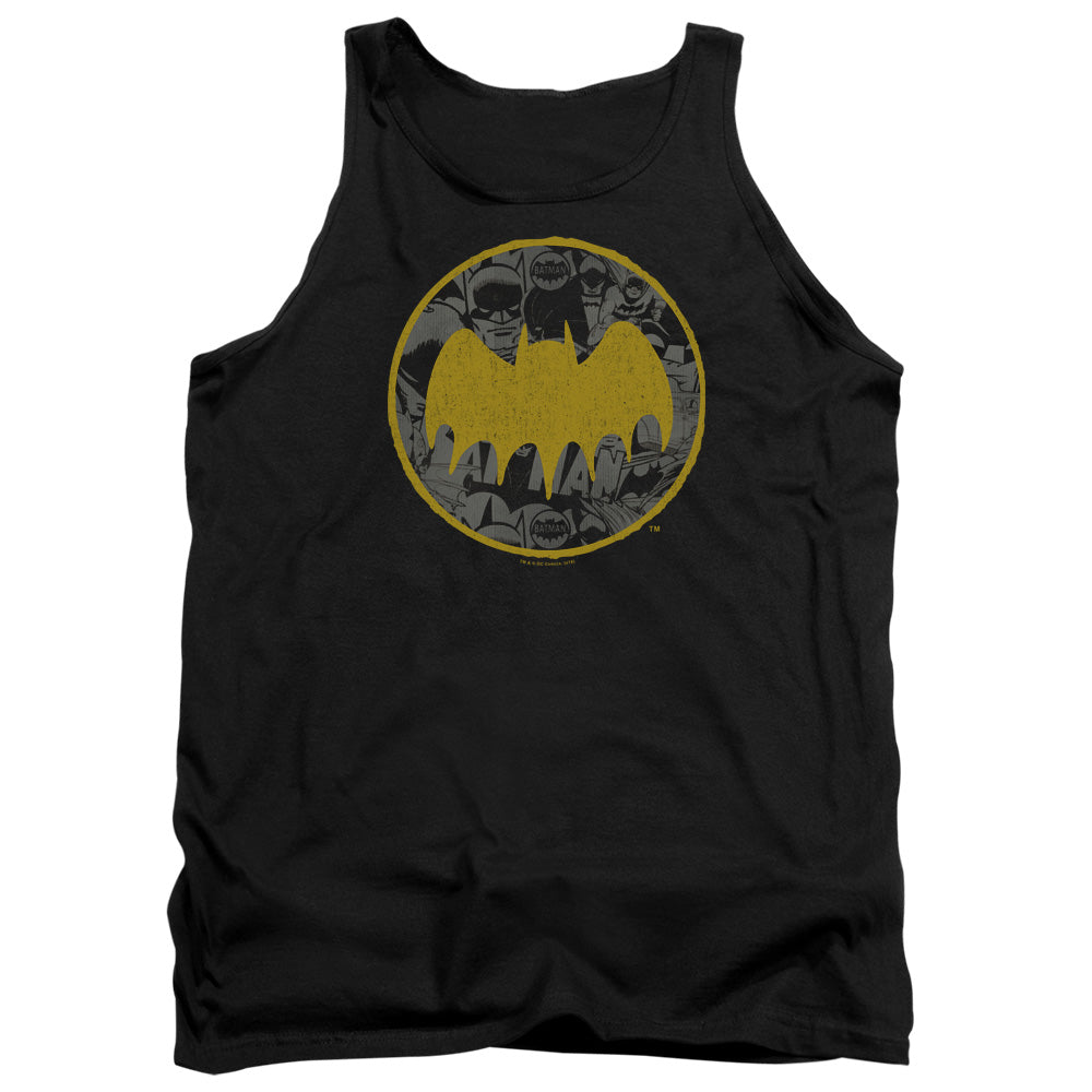Batman Vintage Symbol Collage Mens Tank Top Shirt Black Officially Licensed