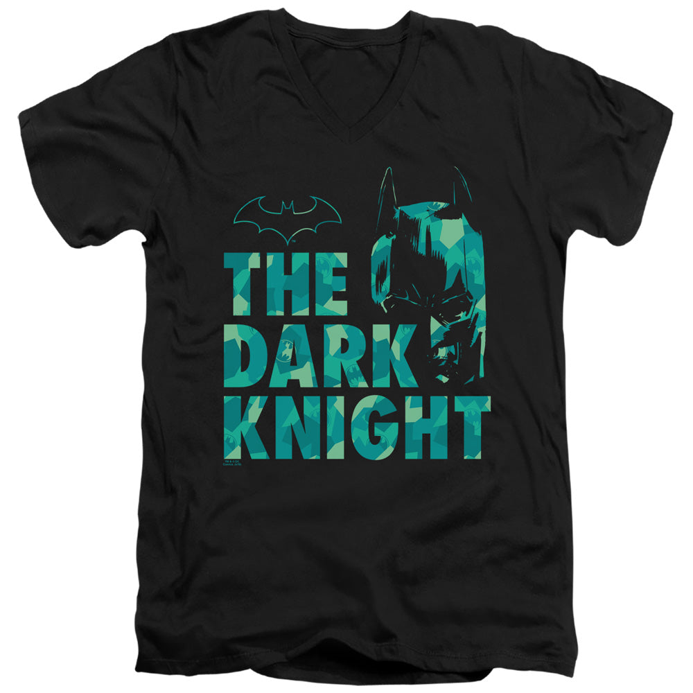 Batman Cuting Patern Mens Slim Fit V Neck T Shirt Black Officially Licensed