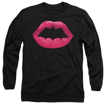 Batman Bat Kiss Mens Long Sleeve Shirt Black Officially Licensed